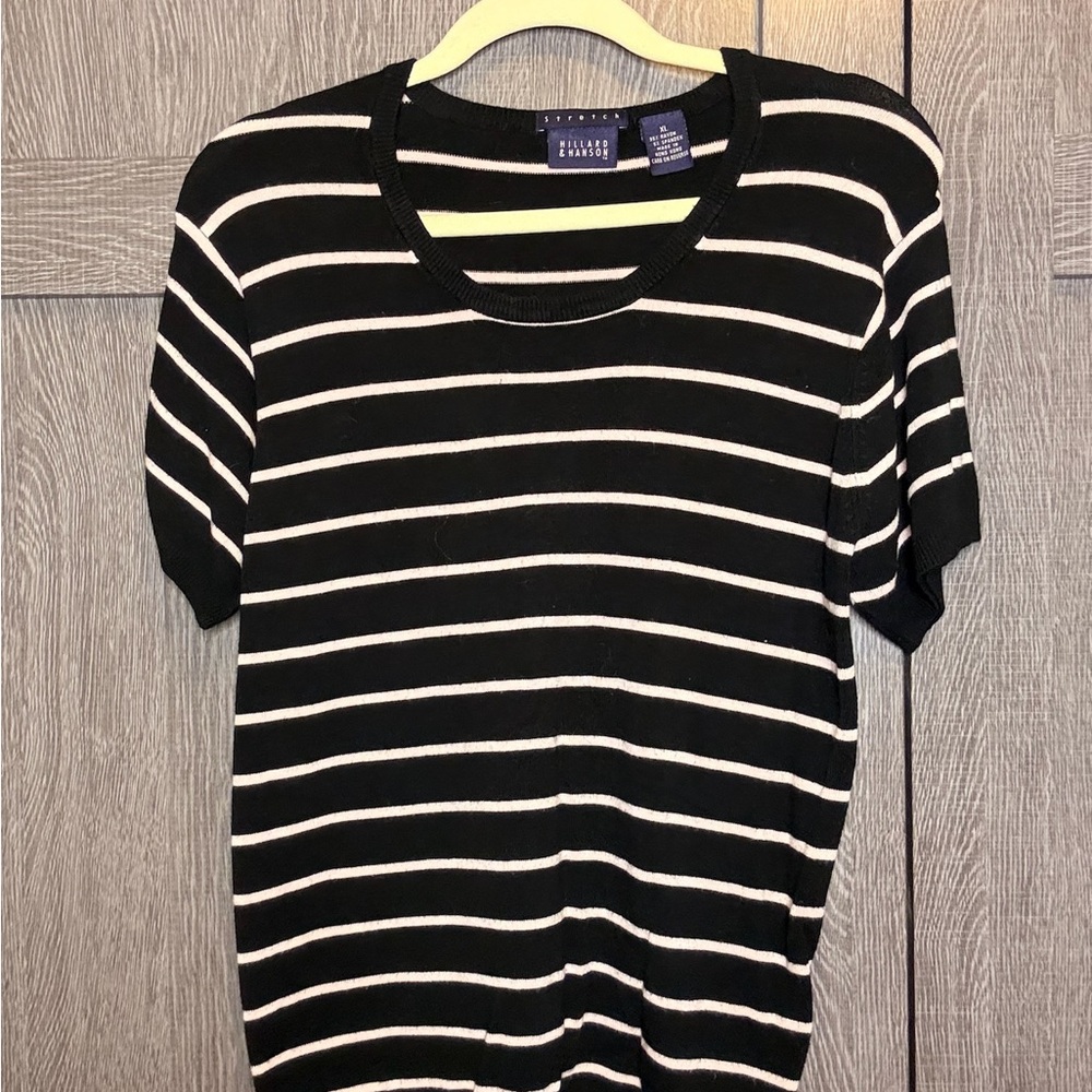 Black and White Striped Women's Top